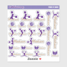 Cheerleader Pom Labels Personalisiert | Schule
