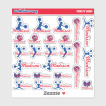 Cheerleader Pom Labels Personalisiert | Schule