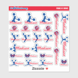 Cheerleader Pom Labels Personalisiert | Schule