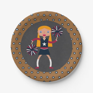 Cheerleader-Pompoms-Mädchen Geburtstagsfeier Pappteller