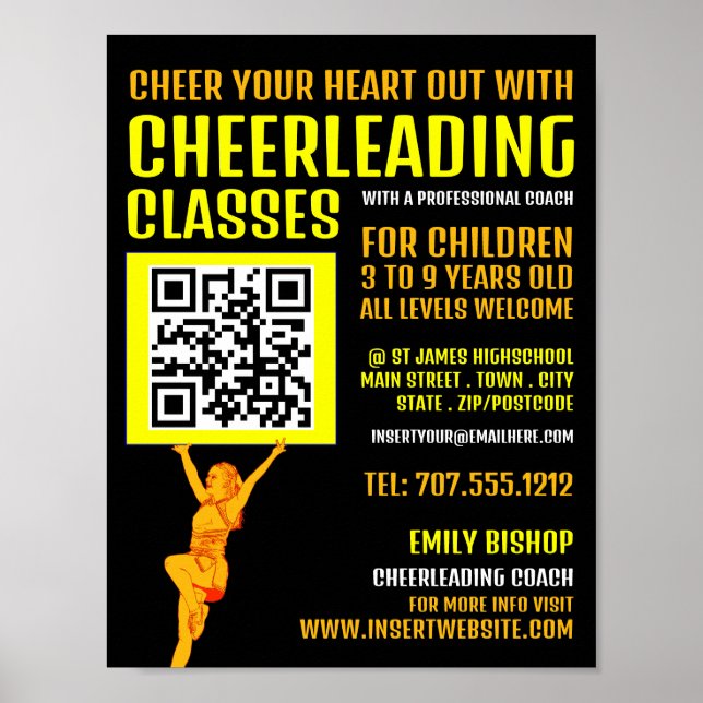 Cheerleader QR Code Sign, Cheerleader Classes Poster (Vorne)