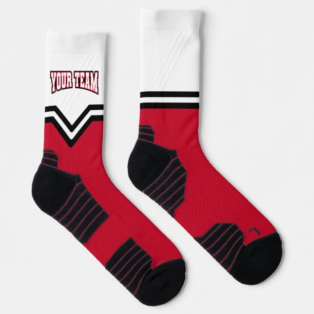 Cheerleader Red Varsity V Squad Foto Logo Socken (Rechts)