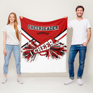 Cheerleader - rot, weiß und schwarz fleecedecke