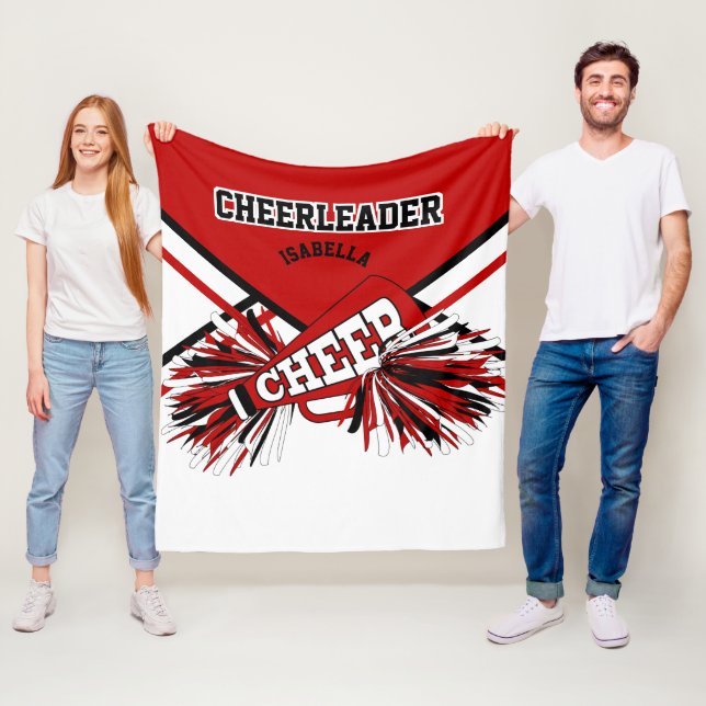 Cheerleader - rot, weiß und schwarz fleecedecke (Beispiel)