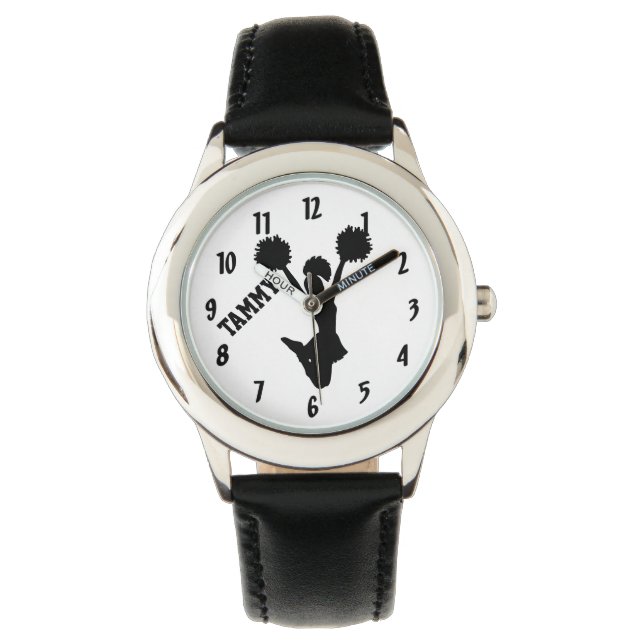 Cheerleader Silhouette Custom Watch Armbanduhr (Vorderseite)