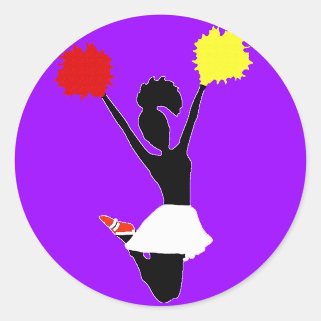 Cheerleader Silhouette Runder Aufkleber (Vorderseite)