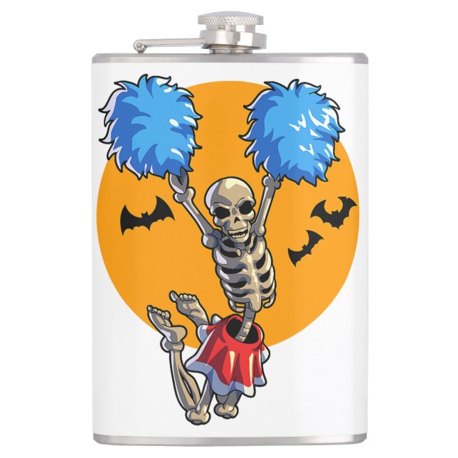 Cheerleader Skeleton Halloween Cheer Mama Girls Wo Flachmann (Vorderseite)