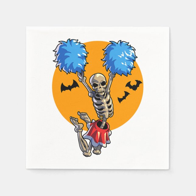 Cheerleader Skeleton Halloween Cheer Mama Girls Wo Serviette (Vorderseite)