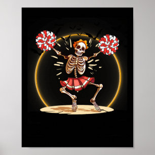 Cheerleader Skeleton Halloween Cheer Skeleton Che Poster