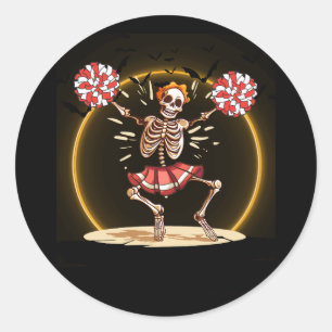 Cheerleader Skeleton Halloween Cheer Skeleton Che Runder Aufkleber