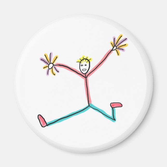 Cheerleader springende Stockfigur Magnet (Vorne)