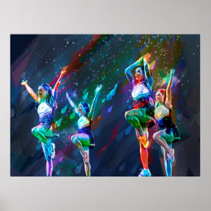 Cheerleader Squad mit Papier-Hintergrund schneiden Poster