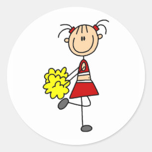 Cheerleader-Stickfigur-Aufkleber Runder Aufkleber
