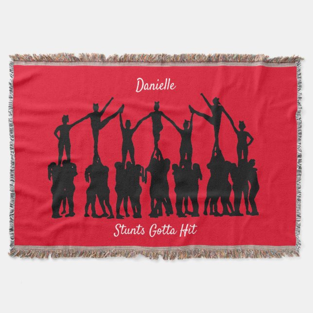 Cheerleader "Stunts Gotta Hit" Personalisiert Red Decke (Vorderseite)