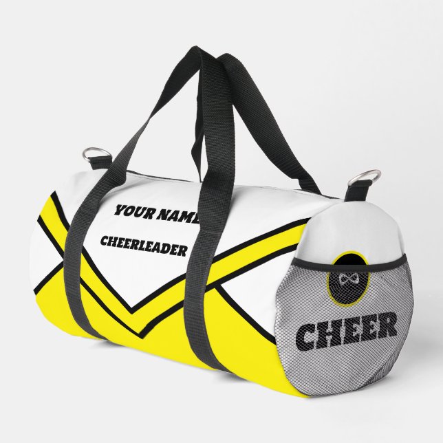 Cheerleader-Tasche, Gelb und schwarz Beigeschirr 1 Duffle Bag (Rechte Ecke)