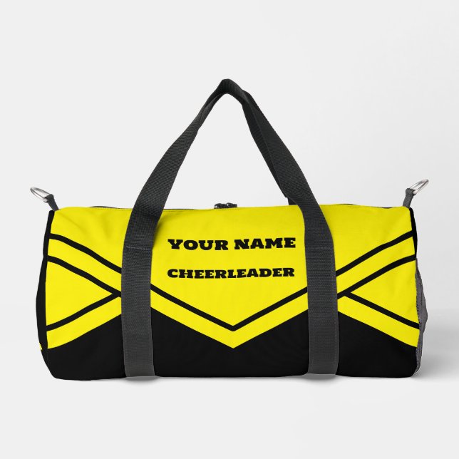 Cheerleader-Tasche, gelb und schwarz Beigeschirr Duffle Bag (Vorderseite)