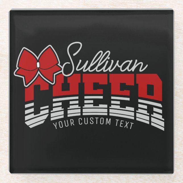 Cheerleader Team ADD NAME School Athlete Cheerlead Glasuntersetzer (Vorderseite)