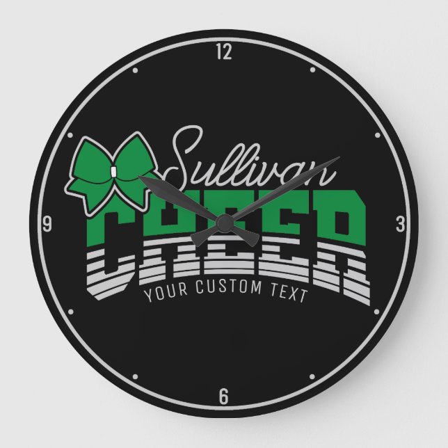 Cheerleader Team ADD NAME School Athlete Cheerlead Große Wanduhr (Vorderseite)