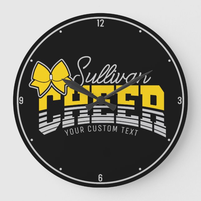 Cheerleader Team ADD NAME School Athlete Cheerlead Große Wanduhr (Vorderseite)