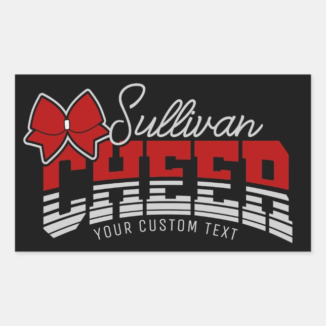 Cheerleader Team ADD NAME School Athlete Cheerlead Rechteckiger Aufkleber (Vorderseite)