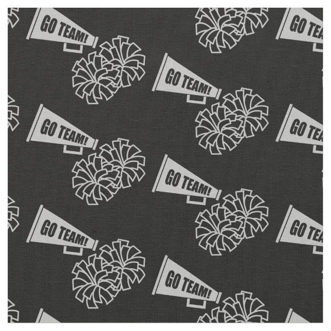 Cheerleader Team School Colors Grau Silver & Black Stoff (Nahaufnahme)