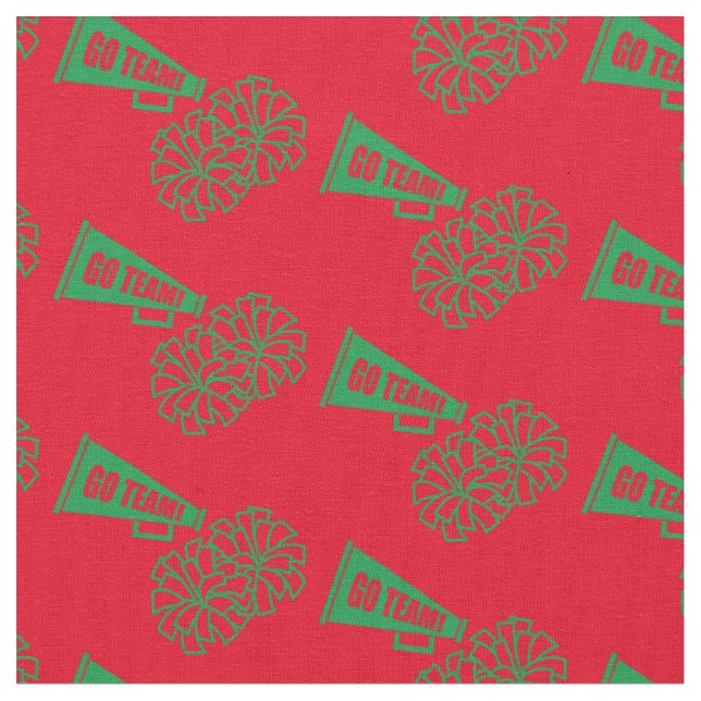 Cheerleader Team School Colors Green & Red Stoff (Nahaufnahme)