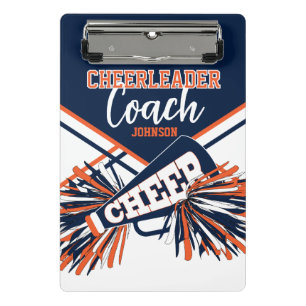 Cheerleader-Trainer - Marineblau, Orange & Weiß Mini Klemmbrett