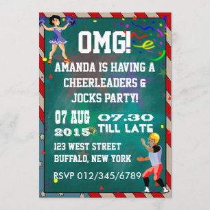 Cheerleader und Jocks Chalkboard Einladung