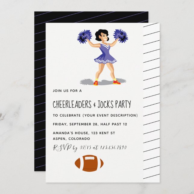 Cheerleader und Jocks Party Einladung (Vorne/Hinten)