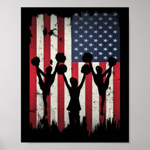 Cheerleader Usa Amerikanische Flagge 4. Juli Cheer Poster