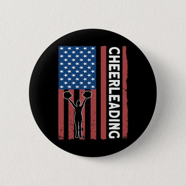 Cheerleader USA Flag Cheerleading  Button (Vorderseite)