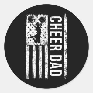 Cheerleader Vater Cheerleader American Flag Father Runder Aufkleber