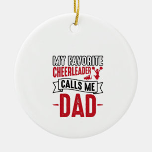 Cheerleader-Vater Vintage-Schriftzug-Shirt-Design_ Keramik Ornament