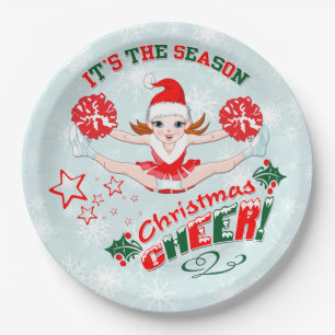 Cheerleader Weihnachten fröhlich Pappteller