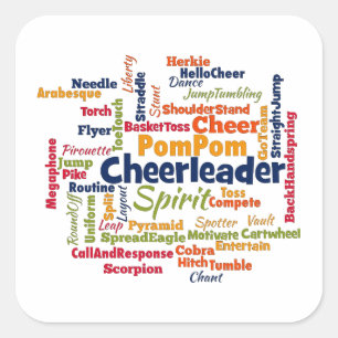 Cheerleader Word Cloud (Cheer Leader) Quadratischer Aufkleber