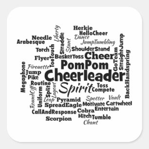 Cheerleader Word Cloud Quadratischer Aufkleber