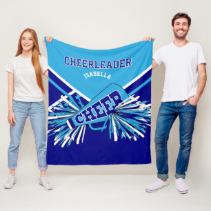 📣 Cheerleaderin  Baby Blau,  Blau & Weiß Fleecedecke