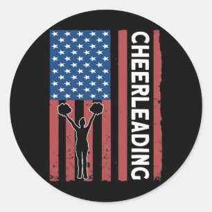 Cheerleaderin USA-Flagge Cheerleading  Runder Aufkleber