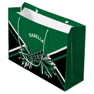 Cheerleadern - dunkelgrün, schwarz, Weiß - groß Große Geschenktüte