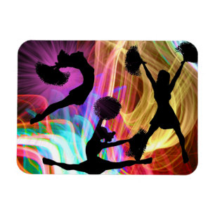 Cheerleadern in elektrischer Laser-Show Magnet