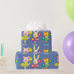 Cheerleading Animal Trio Pig Bunny and Cat Geschenkpapier
