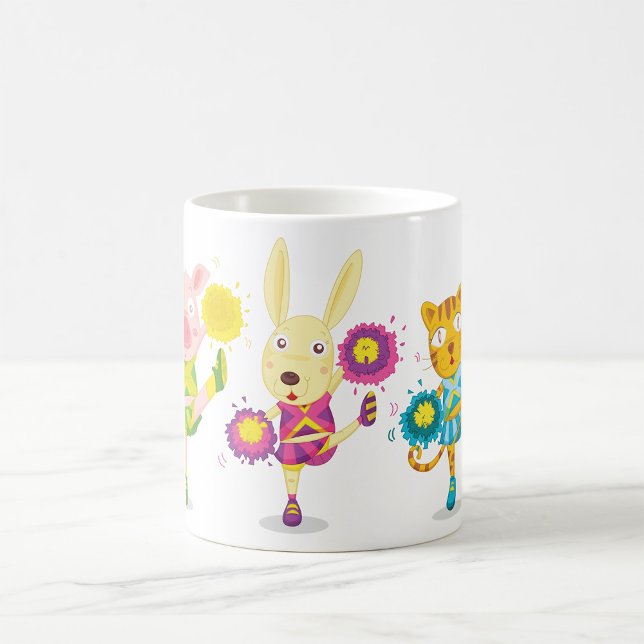 Cheerleading Animal Trio Pig Bunny and Cat Kaffeetasse (Von Creator hochgeladen)