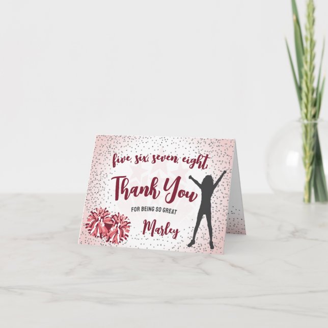 Cheerleading Birthday Pink Vielen Dank Karte (Vorderseite)
