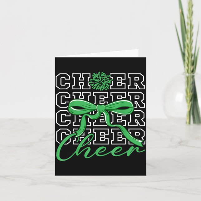 Cheerleading Cheer Green Coquette Bow Cheerleader  Karte (Vorderseite)