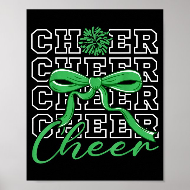 Cheerleading Cheer Green Coquette Bow Cheerleader  Poster (Vorne)