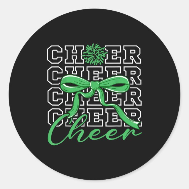Cheerleading Cheer Green Coquette Bow Cheerleader  Runder Aufkleber (Vorderseite)