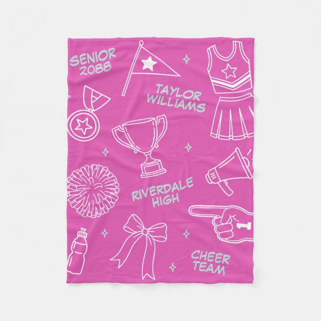Cheerleading Doodle Cheer Team Senior Geschenk Fleecedecke (Vorderseite)