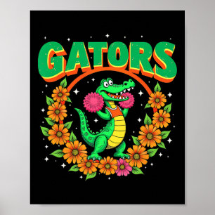 Cheerleading-Gator-Blumen-Retro-Ck-Zurück-in-die-S Poster