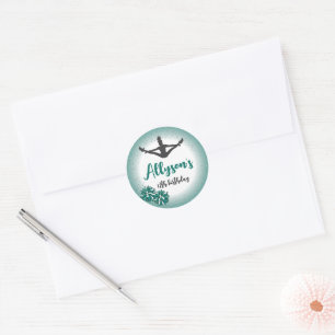 Cheerleading-Geburtstagsfeier, jedes Alter Grün Runder Aufkleber