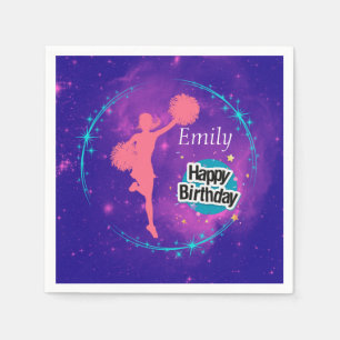 Cheerleading Happy Birthday Galaxy Personalisiert Serviette